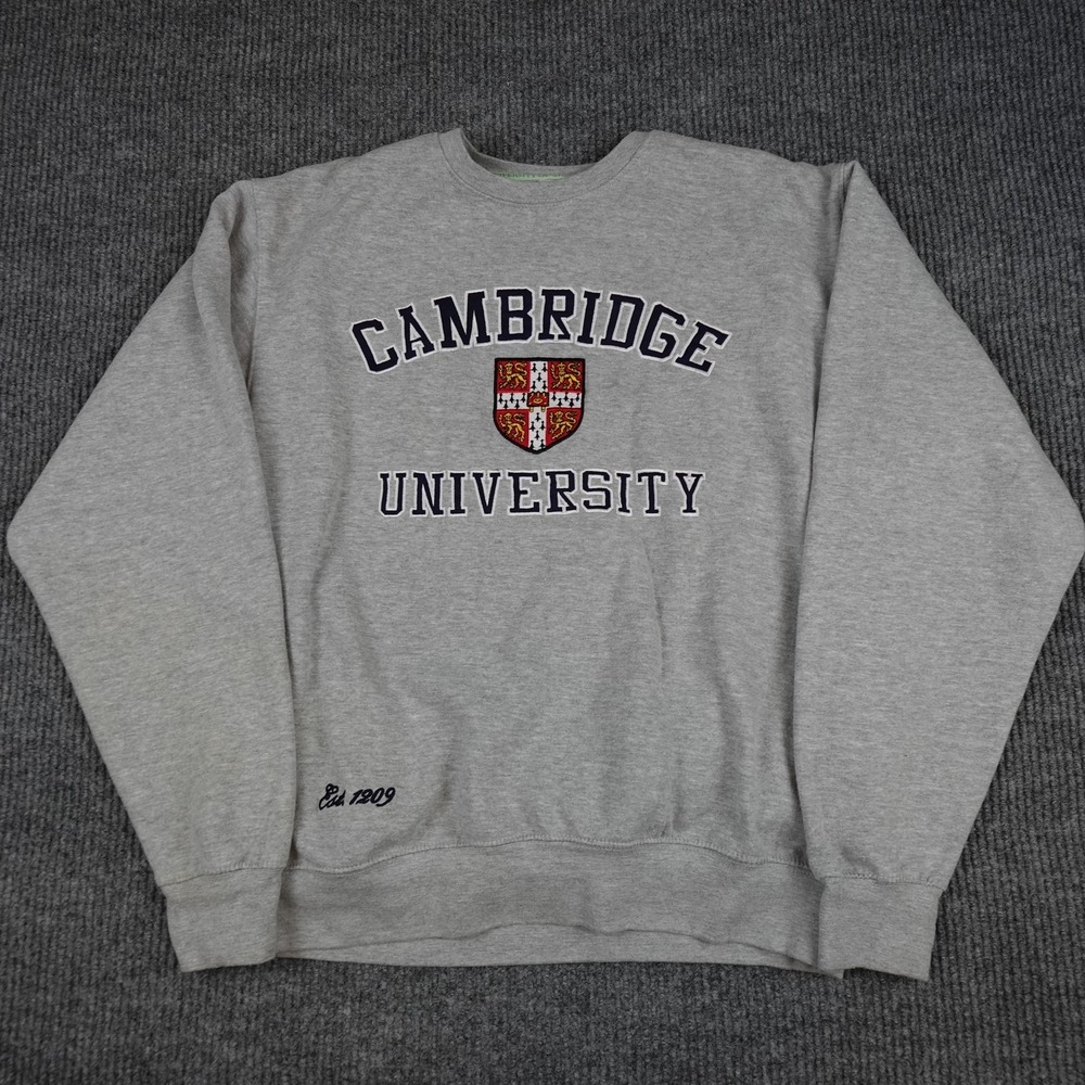 University Of Cambridge Sweatshirt Mens 2XL Gray Fleece Crewneck Pullover Logo